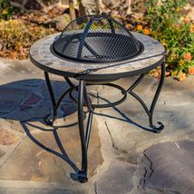 Heavy Duty 25.6&quot; D. Mosaic Tile Fire Pit with Metal Frame and Mesh Lid (Shenando - $279.95+