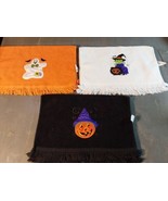 Halloween Hand Towel Applique Embroidered Fringe Pumpkin Ghost Witch 11.... - £13.19 GBP