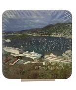 Square Cork-Backed Coasters Set of 4 St. Thomas, Virgin Islands Scene Ba... - £9.39 GBP