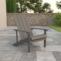 Gray All Weather Flash Furniture Charlestown Poly Resin Adirondack Chair For - £116.66 GBP