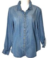 Style Co Grommet-Trim Sun Wash Women Denim Long Sleeve Shirt (Small) NWT - $17.81