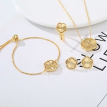 New Ladies Fashion Flower Bracelet Necklace Ring Bracelet Jewelry Set High Quali - £28.06 GBP