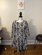 Anthropologie Skies Are Blue Flocked Damask Black &amp; Cream Dress Medium - €26,03 EUR