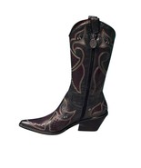 Donald Pliner Western Black Metallic Leather Intricate Stitch Boot New $750 NWT - $300.00