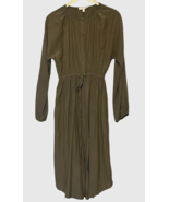 Grade &amp; Gather Long Sleeve Button Up Midi Dress Size M Olive Green Tie M... - $39.12 CAD