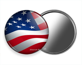 Usa United States Waving American Flag Patriotic Pocket Purse Makeup Mirror Gift - £11.33 GBP+