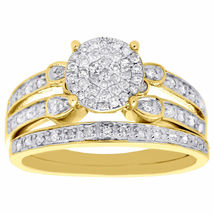 Ladies Round Diamond Engagement Ring Wedding Bridal Band 14K Yellow Gold Finish - £72.04 GBP