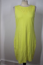 NWD Talbots MP Neon Yellow Tank Embroidered Cut-Out Cotton Sleeveless Dress - £22.50 GBP