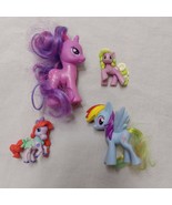 Hasbro My Little Pony Lot of 4 Small Purple Blue Red Ponies - £5.44 GBP