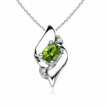 ANGARA 4x3mm Natural Peridot and Diamond Pendant Necklace in Silver for Women - £106.95 GBP+