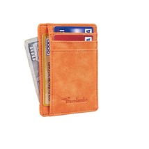 Travelambo Front Pocket Minimalist Leather Slim Wallet RFID Blocking Medium Size - £25.73 GBP