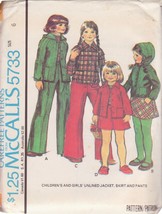 Mc Call's Vintage Pattern 5733 Size 6 Girls' Unlined Jacket Hood Skirt Pants - £2.35 GBP