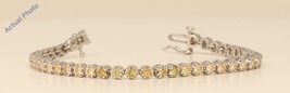 18k White Round floral link diamond tennis bracelet (3.1 Ct Yellow SI) - £2,711.67 GBP