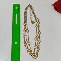 Vintage Anne Klein Yellow Triple Chain Necklace Adjustable Gold Tone - $468.89 MXN