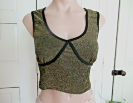 Livi by Olivia Rae tank top cropped Jr L gold metallic scoop neck New - $12.69