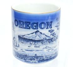 Vintage Oregon Souvenir Mug Points of Interest Blue and Gold Rim by IAAC 3.25&quot; - £7.37 GBP