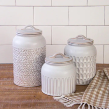 Reactive Glaze Stoneware Canisters (Set of 03) - $148.38