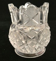 Vintage Pressed Glass Clear Toothpick Holder Urn Shape Hobnail Cane Lovely - £7.38 GBP