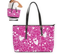 Pink Hearts Leather Shoulder Tote Bag, Handbag For Nurses, Bags For Women - £43.16 GBP