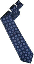 Robert Talbott Carmel Navy Blue Medallion Silk Xtra-Long Men&#39;s Necktie Tie EUC - £15.48 GBP