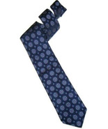 Robert Talbott Carmel Navy Blue Medallion Silk Xtra-Long Men&#39;s Necktie T... - £15.54 GBP