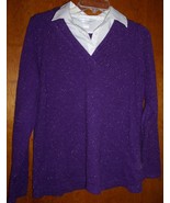 Christopher &amp; Banks Purple Sweater W/White Fake Blouse Never Worn Size S - $13.66 CAD