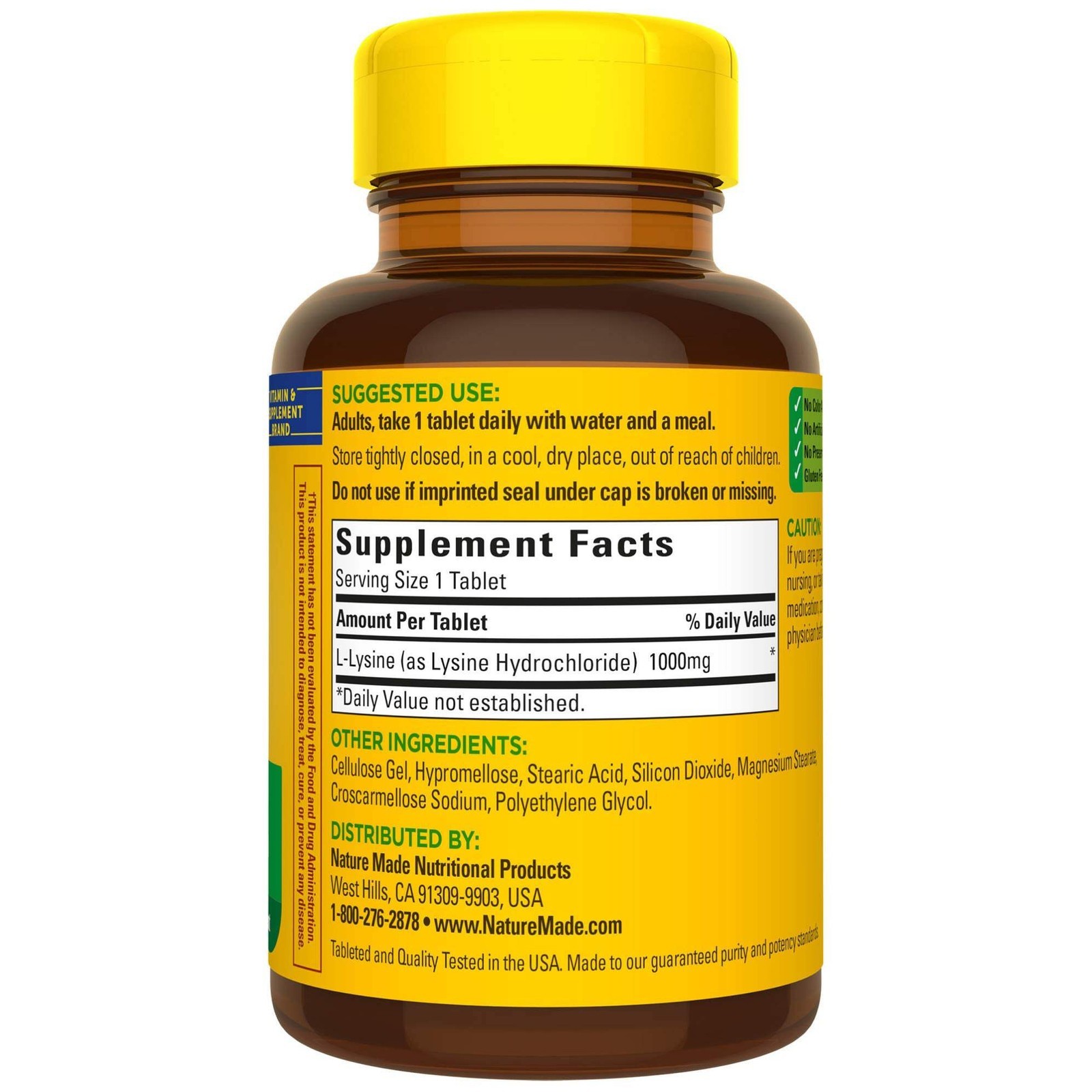 6/28 Nature Made L-Lysine 1000 mg, Dietary Supplement, 60 Tablets, 60 Day Supply Item image 7