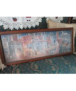 PRINT MEDIEVAL TIMES TOWN PEOPLE MARKET COUNTRY 37 X 15 professionally f... - $245.97