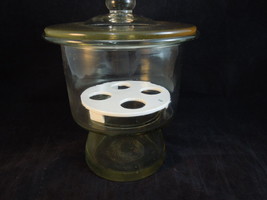 LABORATORY DESICCATOR VACUUM JAR PYREX 5.25 in I.D &amp; 4 hole porcelain plate - $74.24