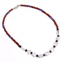 Natural Crystal Carnelian Amethyst Gemstone Mix Shape Beads Necklace 17&quot; UB-5967 - £8.72 GBP