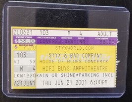 Styx / Bad Company - Vintage June 21, 2001 Used Concert Ticket Stub - £7.72 GBP