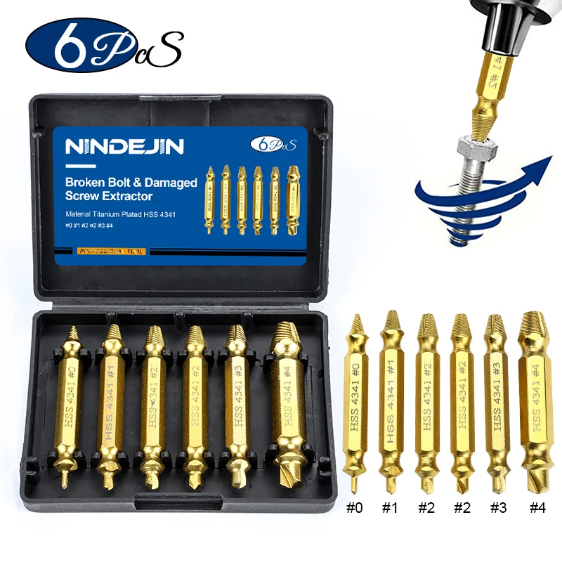 NINDEJIN 4/5/6pcs Damaged Screw Extractor Drill Bit Extractor Drill Set Broken S - £32.33 GBP