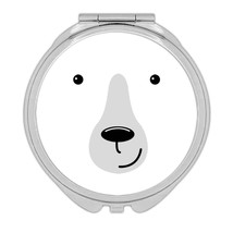 Cute Polar Bear Face : Gift Compact Mirror Wild Animal Wildlife Funny Drawing Nu - £10.41 GBP