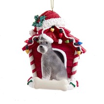 Cute SCHNAUZER in Red Dog House Resin Xmas Ornament - £9.55 GBP