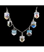 Beautiful Vintage 800 Silver Enamel Italian Shield City Charm Bracelet 8... - $3,165.64 MXN