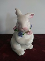 Celebrations By Sylvestri Bunny Rabbit Pink White With Flower Necklace - $19.79