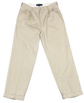 Vtg Polo Ralph Lauren Hammond Pleated Cuff Light Khaki Chino Pants - Men&#39;s 34x28 - £16.99 GBP