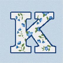 Pepita Needlepoint kit: Letter K Vintage Wedgewood Floral Pale, 10&quot; x 10&quot; - £61.37 GBP+