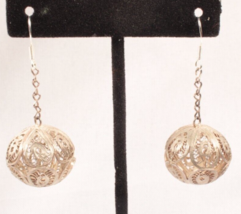 Vintage Silver Wire Ball Shaped Earrings on New Sterling French Wires - £17.11 GBP