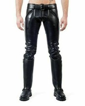 Men&#39;s Leather Pants Double Zips Pants Jeans Trousers Breeches BLUF Lederhosen - £100.29 GBP