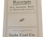 Vtg Tesla Carbone Company Briquettes Stockton Ca Pubblicità Ricetta Libr... - $25.54