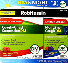 Robitussin DM Maximum Strength Day &amp; Night Cough Relief 20 Fl Oz EXP 11/... - $31.09