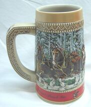 VINTAGE 1987 BUDWEISER Series C Clydesdale Horse BEER STEIN Christmas Ho... - $24.74