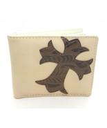 Mens Bone Colored Cross Design Faux Leather Bi-Fold Wallet - €12,65 EUR