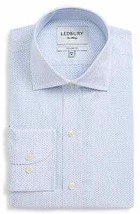 Ledbury Mens Chapin Tailored Fit Dot Dress Shirt Color Blue Size 16 - £115.90 GBP