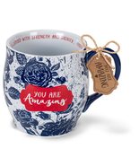 Lighthouse Christian Products You Are Amazing Midnight Blue Floral 13 Ounce Cera - $18.56