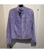 Style &amp; Co Lavender Purple Zip Up Lined Suede Leather Jacket Women&#39;s L - $33.61 CAD