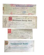 Antique Bank Checks Commercial First Merchants National Worthington Banks - $14.85