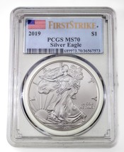 2019 Silver American Eagle Graded by PCGS as MS70 First Strike - £64.91 GBP