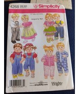 Simplicity Pattern 4268 15&quot; Baby Doll Clothes - Dress Overalls Pajamas -... - £5.72 GBP